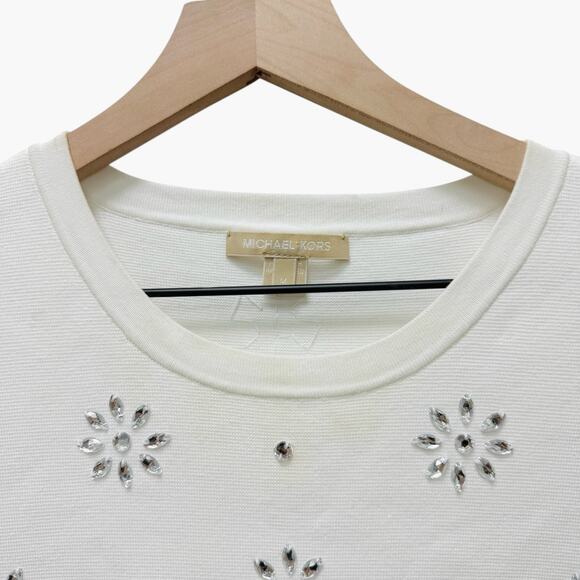 Michael Kors White Knit Crystal Mini Dress Women’s Size‎ Medium MSRP: $1150 - Picture 4 of 10